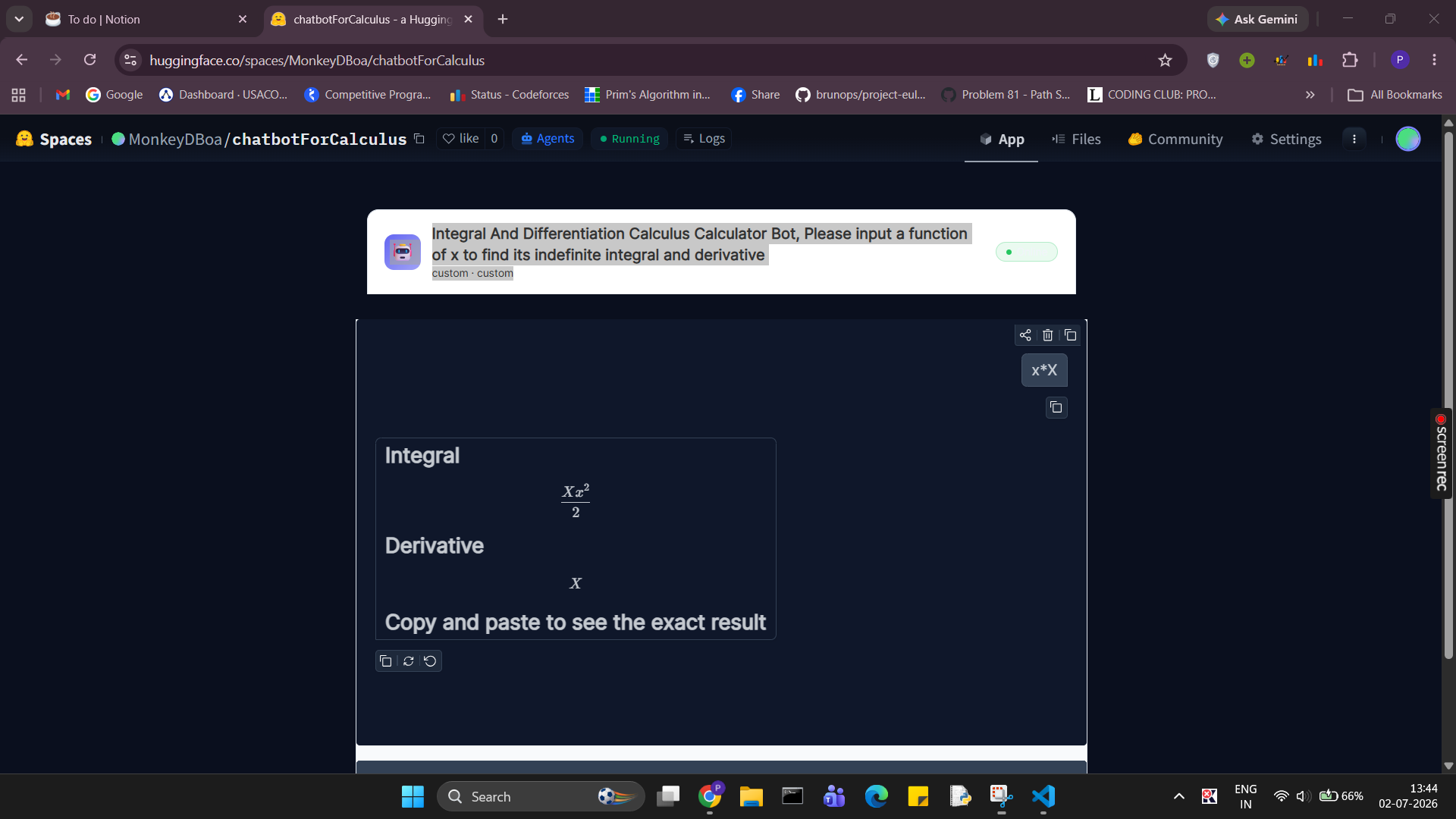 Chatbot for Calculus